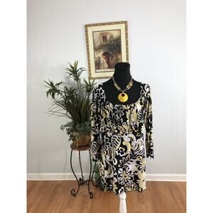 Cato Women Blouse Tunic Size L collarless Long Sleeve Y2K Barbiecore Beach Boho